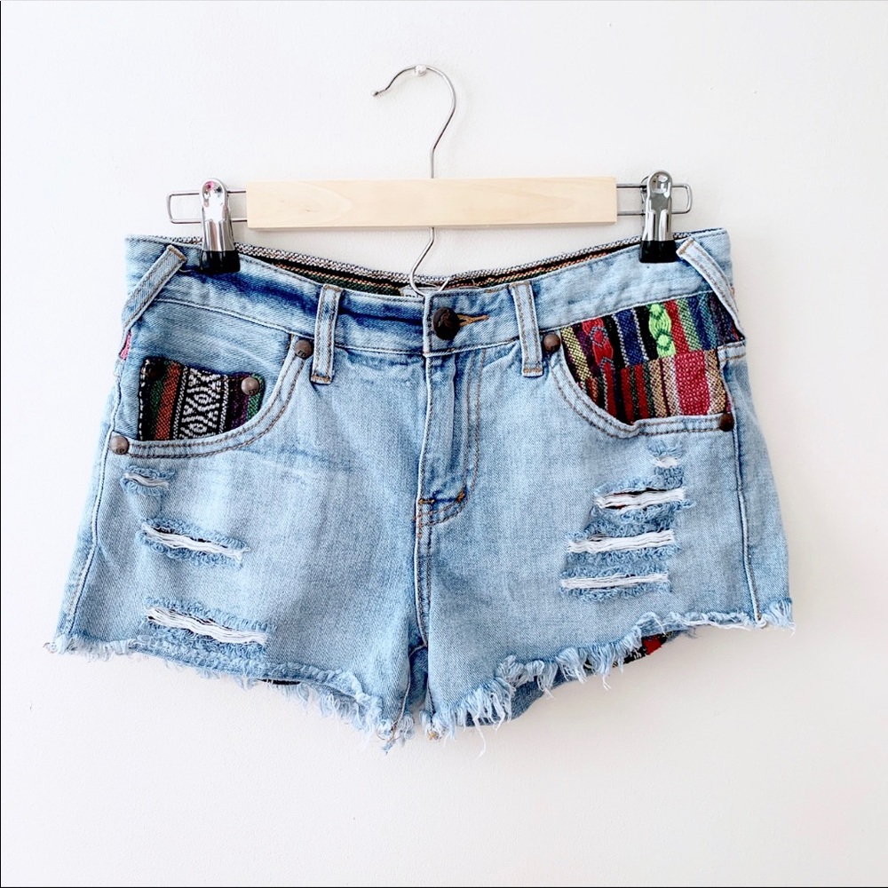 Free People Rugged Ripped Baja Denim Shorts - Picture 3 of 8